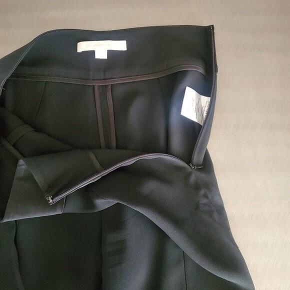 JONATHAN SIMKHAI Black Satin Combo Front Slit Pants with Button Detail sz 2 - Picture 7 of 11